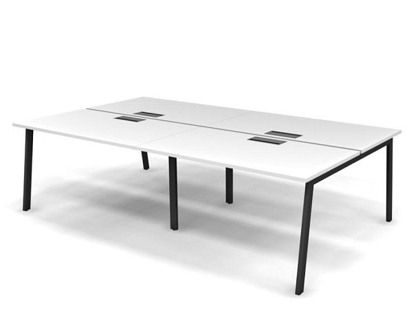 MATRIX 121S403-A Стол прямой двойной бенч, пров-ик Merida (А-опоры) 2760х1590х775 Белый/Темно-серый - Вид 1