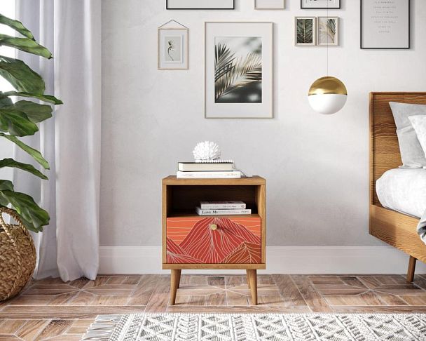 Тумбочка Berber с одним ящиком 49 принт арт BB06/Print_49, разноцветная - Вид 4