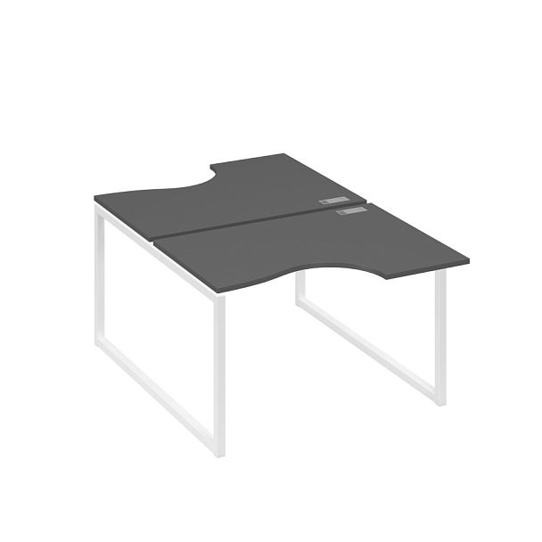 Рабочая станция столы Классика QUATTRO (2х120) A4 А4 Б4 183 БП антрацит премиум / металлокаркас белый - Вид 1
