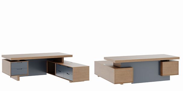 Стол письменный с тумбами, Concept 220x204x76 дуб капучино - Вид 1