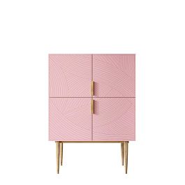 Малый комод с четырьмя дверками на высоких ножках Line LN13/GR1/pink - Фото предпросмотра
