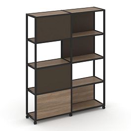 Shelf Mobile Стеллаж 5 уровней 2 секции VR.LT-STK-515.08 Дуб Аризона/Металл Черный/W-25 1570*400*2000 - Фото предпросмотра