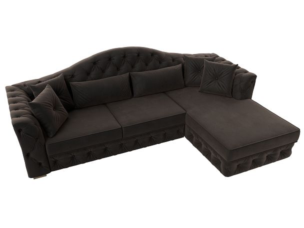 Диван угловой Артис правый угол Велюр коричневый - Вид 5