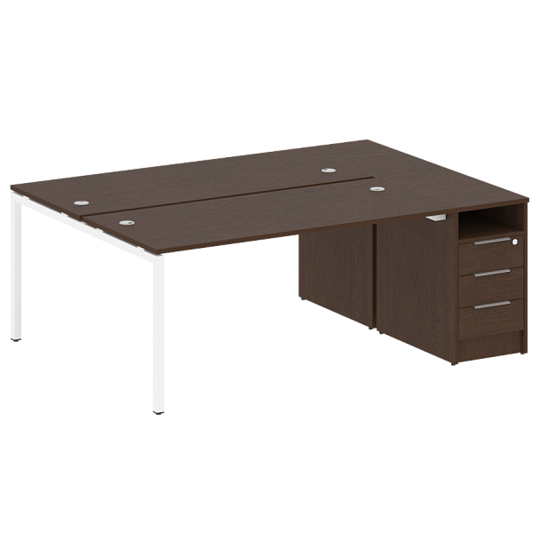 Metal System Quattro Р. ст. с тумбой на П-образном м/к 40БП.РС-СТП-2.4 Венге/Белый металл 2012*1475*750 - Вид 1