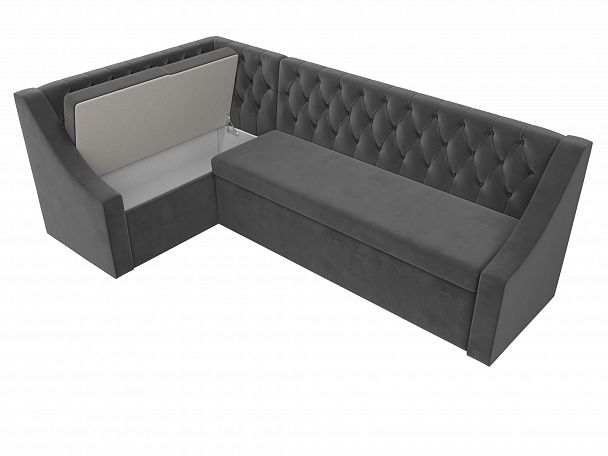 Кухонный угловой диван Мерлин левый (полностью велюр серый) - Вид 7