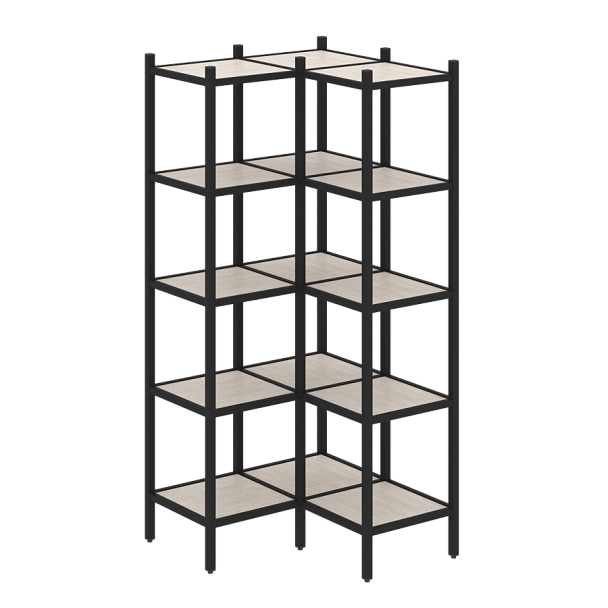 Loft Угловой внутренний стеллаж наборный VR.L-32 Денвер светлый/Чёрный металл 862*862*1869 - Вид 1