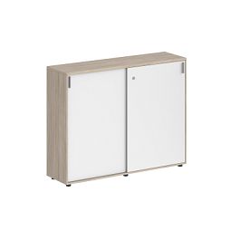 Шкаф-купе Sigma 1438х400х1125 средний, с замком / корпус: дуб светлый, фасады: белый - Фото предпросмотра