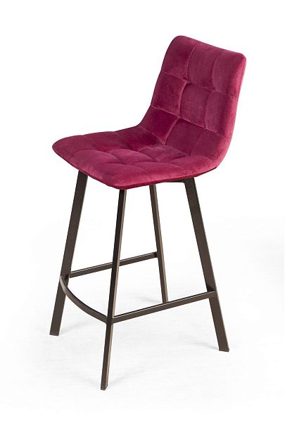 Стул барный UNO, бархат красный 16 new / чёрный профиль - Вид 7