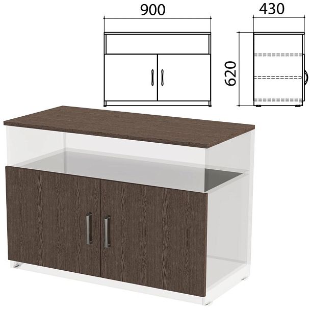Крышка и фасады тумбы для оргтехники "Канц" 900х430х620 мм, цвет венге, ТК28.16.1 - Вид 2