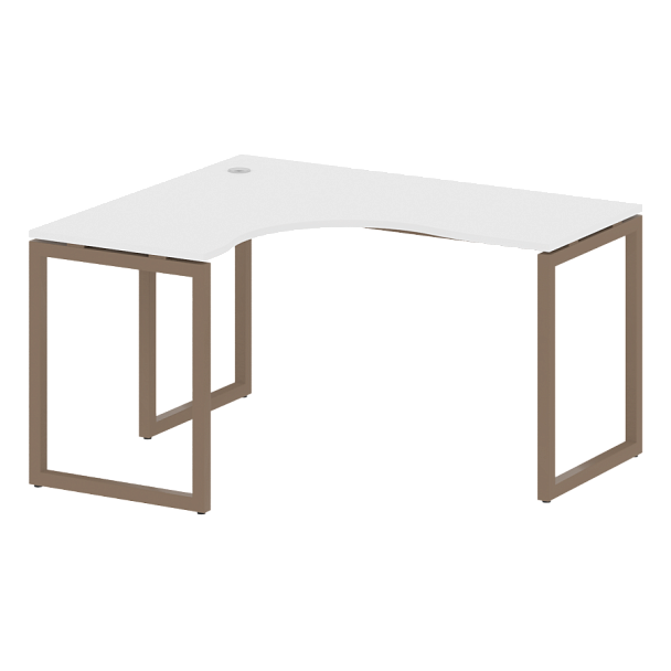 Metal System Quattro Стол криволинейный левый на О-образном м/к 40БО.СА-3 (L) Белый/Мокко металл 1400*1200*750 - Вид 1