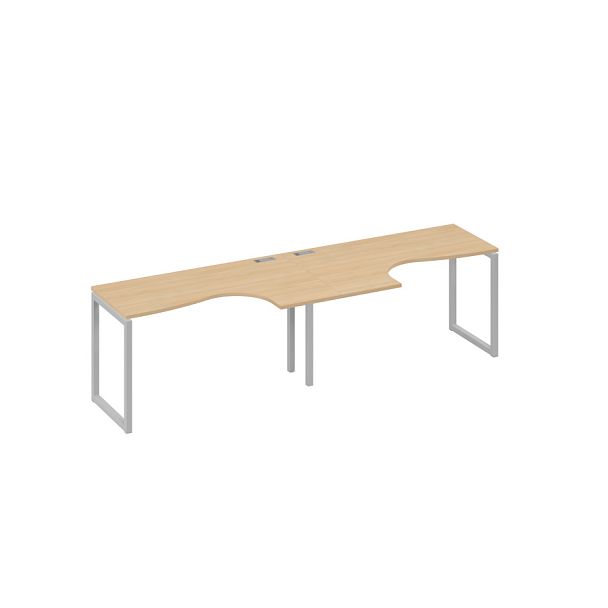Станция столы 2х140 Классика эргономичные опоры QUATTRO A4 А4 Б4 033-2 БП натуральный дуб / металлокаркас серый - Вид 1