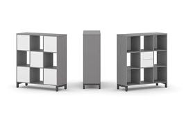 Стайл Проджект Набор стеллажа одностороннего, 3 яруса SN.NS-331 Серый Пепел/Белый/Металл Антрацит 11 - Фото предпросмотра