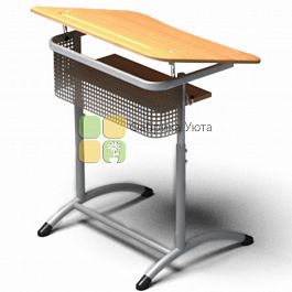 Парта одноместная ЭКСТРА (Р) с полкой, с угл. накл. стол. и перф. экраном, рег. (2-4 гр) - Фото предпросмотра