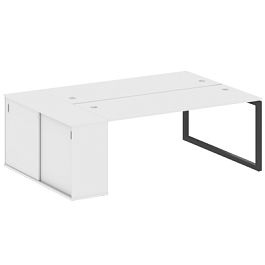 Metal System Quattro Р. ст. с шкафом-купе на О-образном м/к 50БО.РС-СШК-1.5 Т Белый/Антрацит металл 2210*1475*750 - Фото предпросмотра