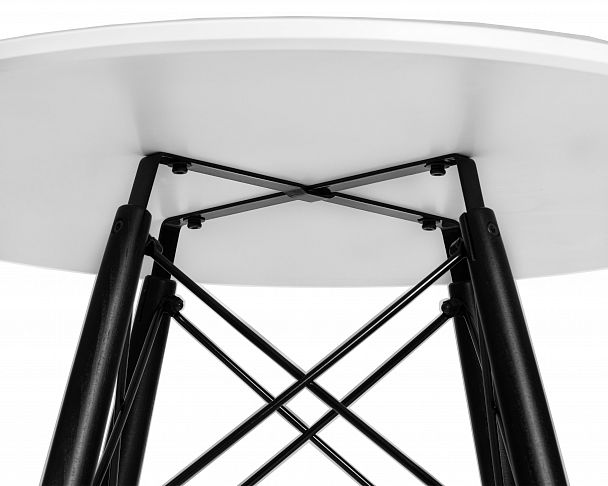 Стол обеденный DOBRIN CHELSEA`80 BLACK (столешница белая, основание черное) - Вид 6