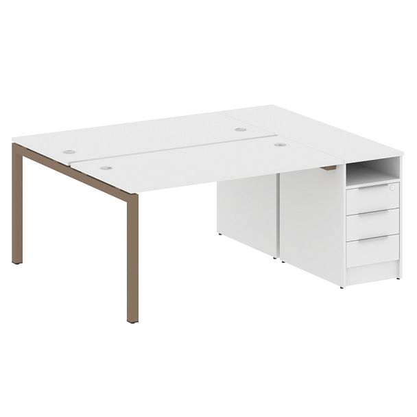 Metal System Quattro Р. ст. с тумбой на П-образном м/к 50БП.РС-СТП-2.3 Белый/Мокко металл 1812*1475*750 - Вид 1