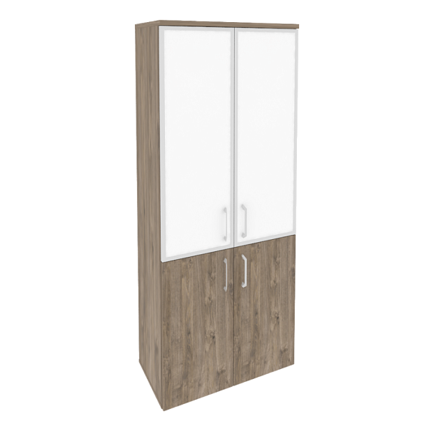 Onix Шкаф высокий широкий O.ST-1.2 R white Тиквуд темный/Стекло 800*420*1977 - Вид 1