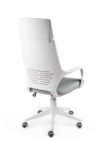 Кресло офисное / IQ / (white+grey) белый пластик / серая ткань - Вид 3