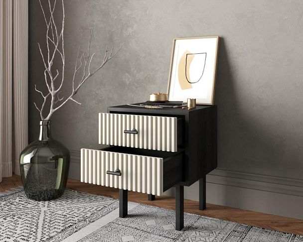 Тумбочка с двумя ящиками Emerson арт EM16/milky/L - Вид 2