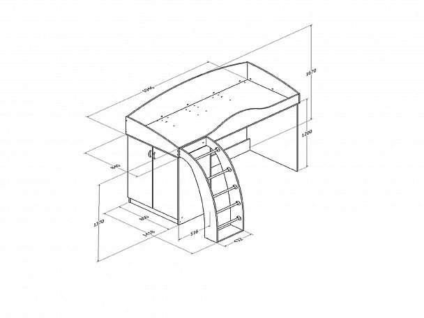 Кровать-чердак "Соня-1" кровать верхняя - Вид 2