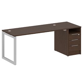 Metal System Quattro Р. ст. с тумбой на О-образном м/к 50БО.РС-СТП-1.4 Венге/Серый металл 2012*720*750 - Фото предпросмотра