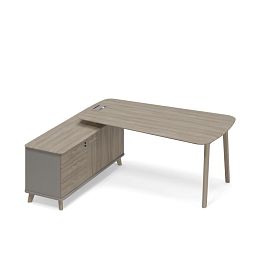 Стoл руководителя на опорной тумбе левый (тип 3) WOOD Time wood ТМ В2 115 ВЛ ВЛ ВЛ мокко премиум (корпус) / вяз либерти (столешница, топ, фасад) - Фото предпросмотра