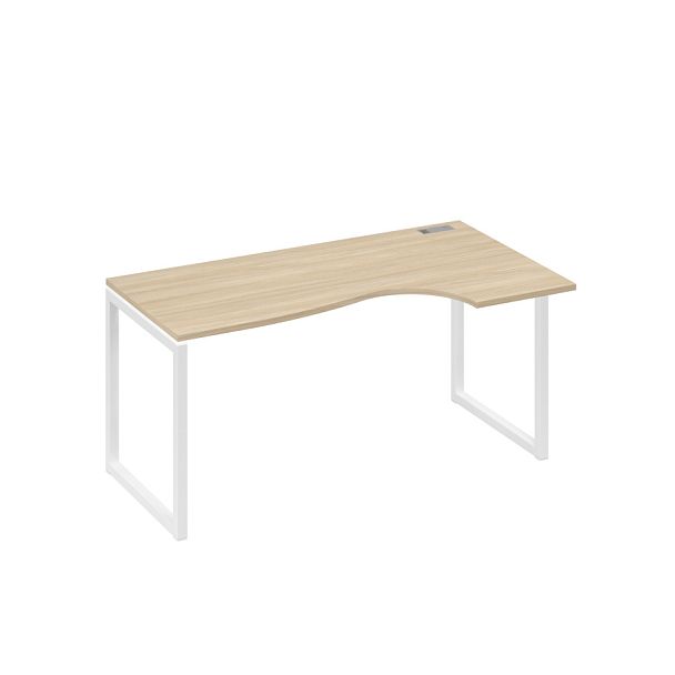 Стол эргономичный правый "Классика" на металлокаркасе QUATTRO A4 А4 Б4 046 БП дуб скандинавский / металлокаркас белый - Вид 1