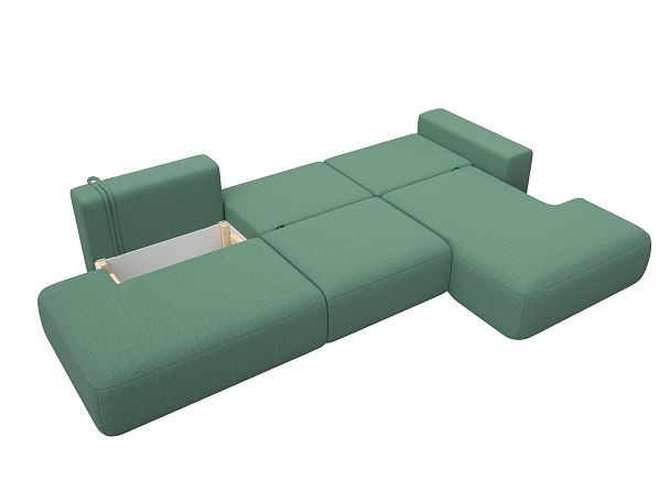 Диван угловой Лига-036 НПБ Модерн Лонг правый угол Рогожка зеленый - Вид 9