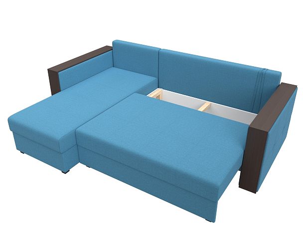 Диван угловой Валенсия Лайт левый угол Рогожка голубой - Вид 7