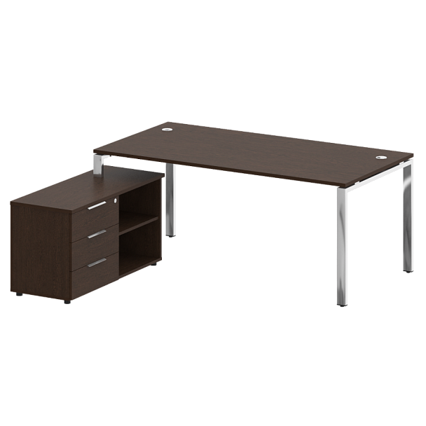 Metal System Direct Стол руковододителя с тумбой левый БГ.СРТ-5.9 (L) Венге/Нерж. сталь 1900*1720*750 - Вид 1
