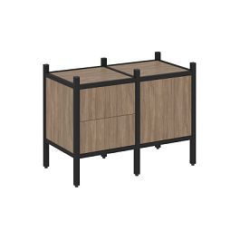 Loft Прямой стеллаж наборный VR.L-01 Дуб аризона/Чёрный металл 862*446*636 - Фото предпросмотра