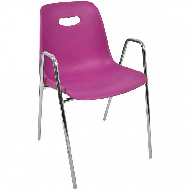 Стул Venezia (4 высокие ножки c подлокотниками), каркас хром, фиолетовый, стопируемый - Вид 1