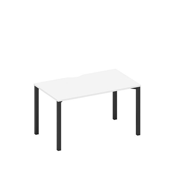 Стол письменный на металлокаркасе, столешница с вырезом Space+ А1 ЧР 024.2 БП белый премиум / черный гладкий - Вид 1
