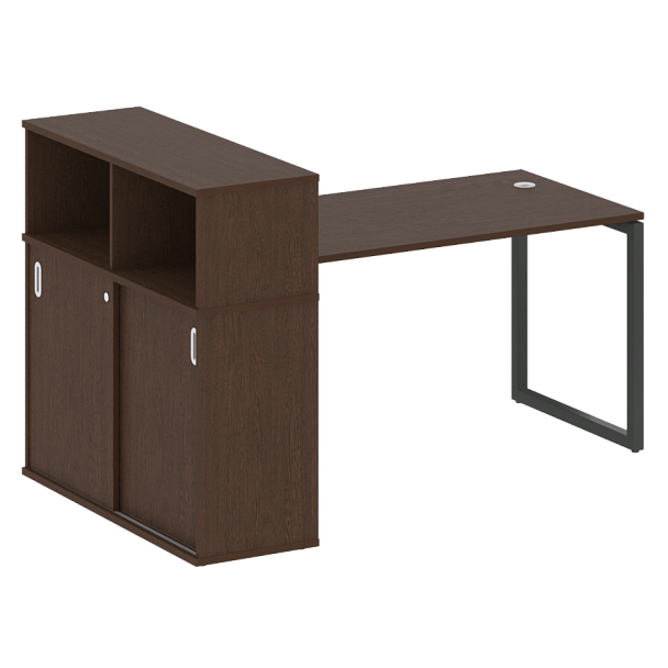 Metal System Quattro Стол письменный с шкафом-купе на О-образном м/к 40БО.РС-СШК-3.3 Т Венге/Антрацит металл 1810*1120*1098 - Вид 1