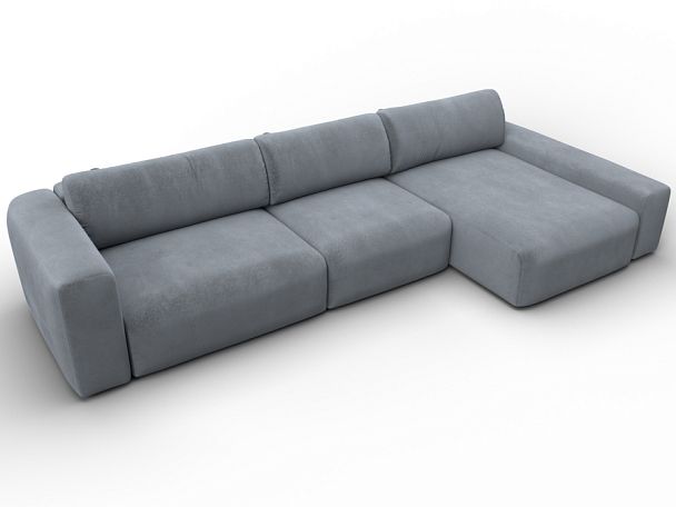 Диван угловой Лига-066 НПБ Лонг угол правый Велюр серый - Вид 6
