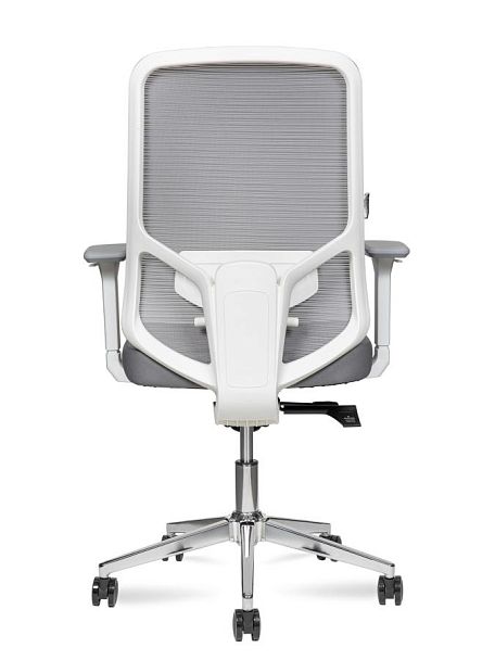 Кресло офисное / Best LB white / белый пластик / серая сетка / серая ткань /база хром - Вид 5