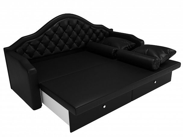 Прямой диван софа Сойер (полностью экокожа черная) - Вид 7