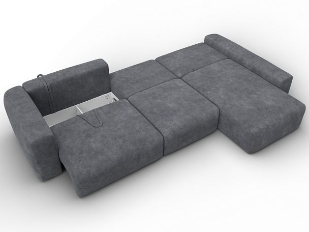Диван угловой Лига-066 НПБ Лонг угол правый Велюр серый - Вид 10