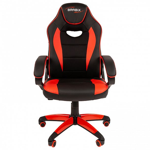 Кресло компьютерное BRABIX "Blaze GM-162", TW/экокожа, черное/красное, 532580, 7083508 - Вид 5