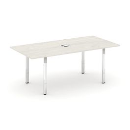 Style Project Direct Lux Стол переговорный M-SN-6P.SPRG-198 Дуб Наварра/Нержавеющая Сталь/Хром 1980*980*25 - Фото предпросмотра