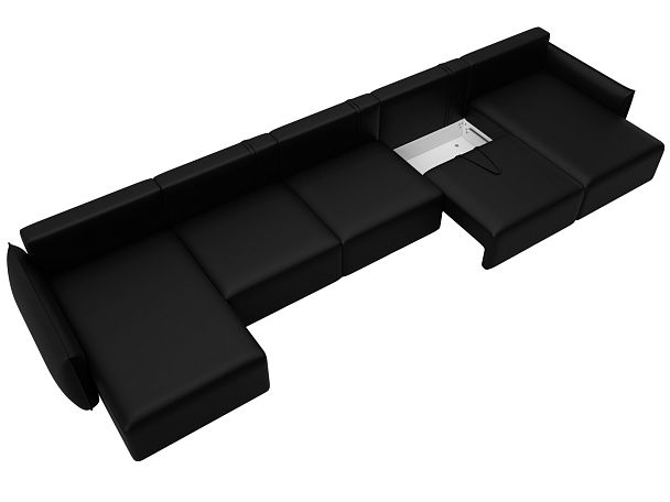 Диван П-образный Лига-051 НПБ МегаЛонг Экокожа черный - Вид 7