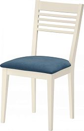 Стул деревянный с мягким сиденьем Ноэль Слоновая кость/Синий велюр - Фото предпросмотра