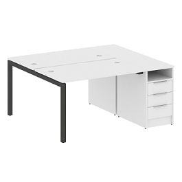 Metal System Quattro Р. ст. с тумбой на П-образном м/к 50БП.РС-СТП-2.2 Белый/Антрацит металл 1612*1475*750 - Фото предпросмотра