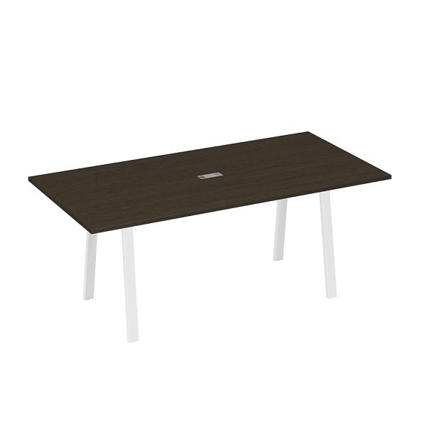 Стол 200 переговорный на металлокаркасе TRE A4 А4 Б3 123 БП венге / металлокаркас белый - Вид 1