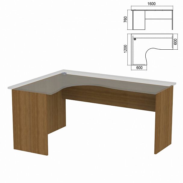 Стол компактный ЧАСТЬ 2 "Арго", 1600х1200х760 мм, левый, орех - Вид 2