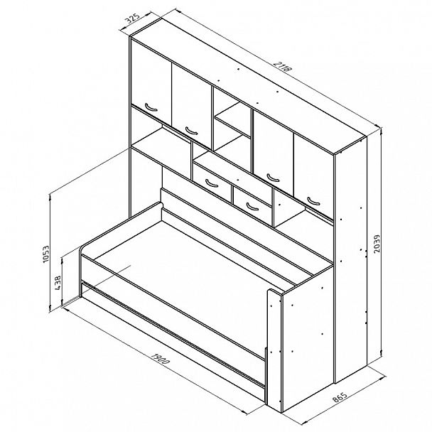 Кровать с антресолью "Дельта-21.03" - Вид 3