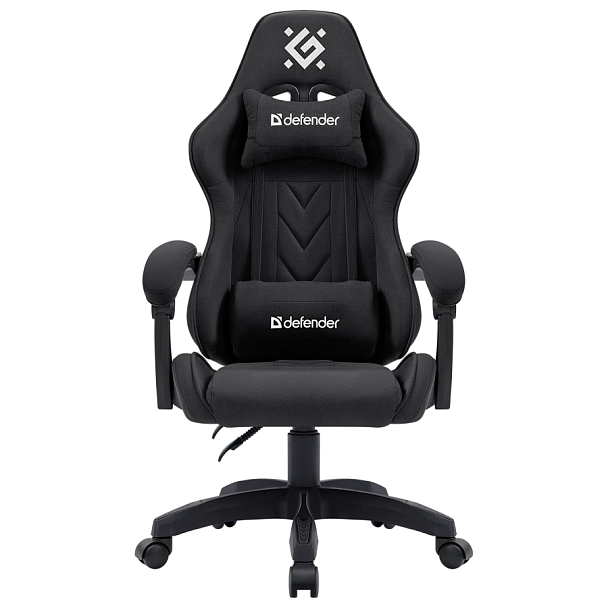 Кресло компьютерное DEFENDER "Breeze", 2 подушки, ткань, черное, 64299 - Вид 4