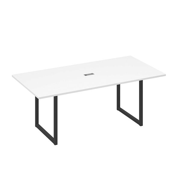 Стол 200 с металлокаркасом QUATTRO для переговоров A4 А4 Б4 123 БП белый премиум / металлокаркас антрацит - Вид 1