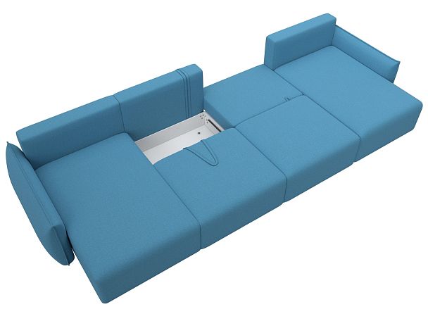 Диван П-образный Лига-051 НПБ Лонг Рогожка голубой - Вид 8