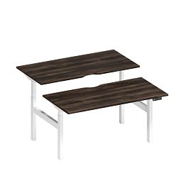 Рабочая станция на электроприводе с вырезами Elevo А2 БГ 103.2 ДР дуб ристретто/ белый гладкий - Фото предпросмотра